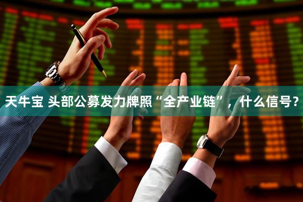 天牛宝 头部公募发力牌照“全产业链”，什么信号？